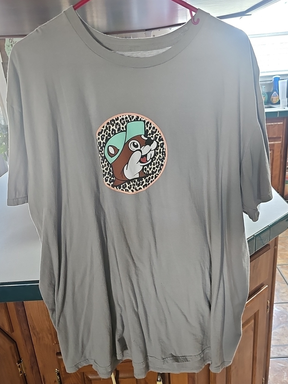 Gray Short Sleeve Tee with Cartoon Patch